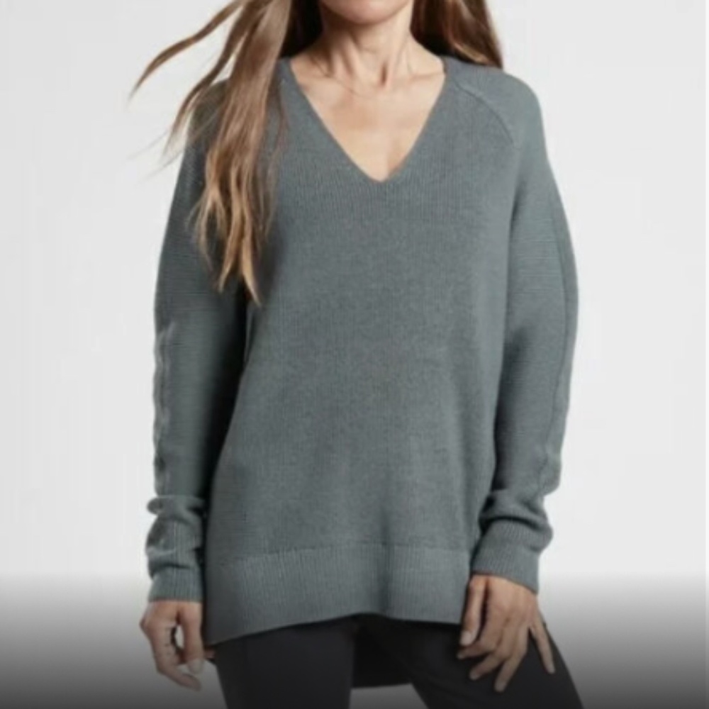 Hanover V-Neck Sweater by Athleta in Gray Size L - Picture 6 of 6